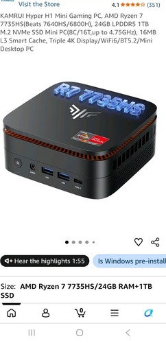 Kamrui hyper mini - h1, amd